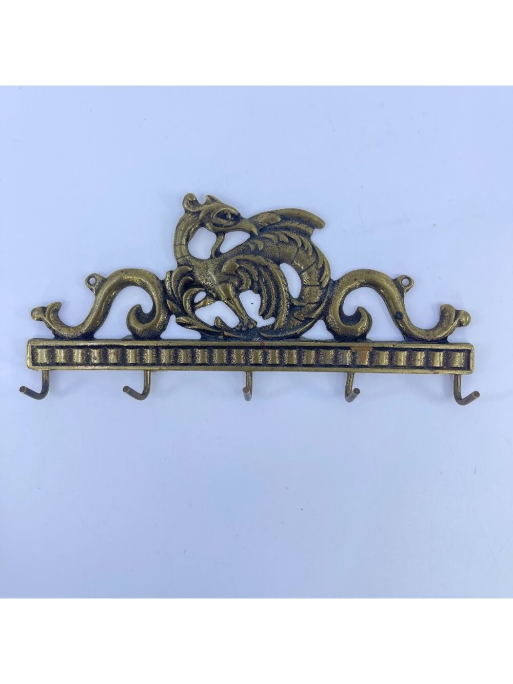 vintage brass dragon wall rack with 5 hooks ornate decorative design